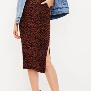 Loft midi leopard print skirt LT
